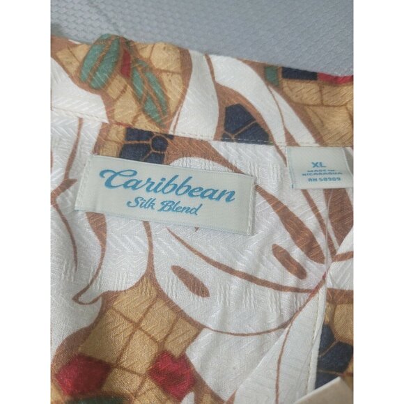 Caribbean Mens Shirt Size XL silk Blend Button Up Short Sleeve  NWT 35 - Picture 9 of 9